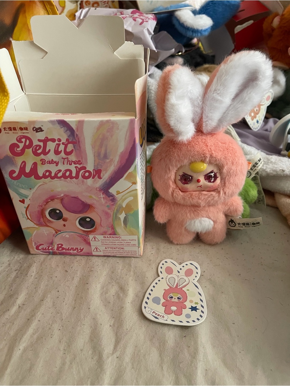Baby three Petit Macaron Peach plush doll